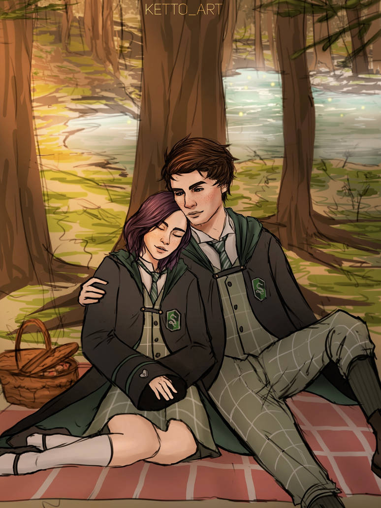 Sebastian Sallow x MC Commission Hogwarts Legacy by kettoart on