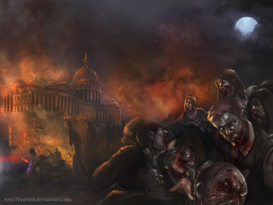 Включи нападения. Зомби атакуют город фэнтези.