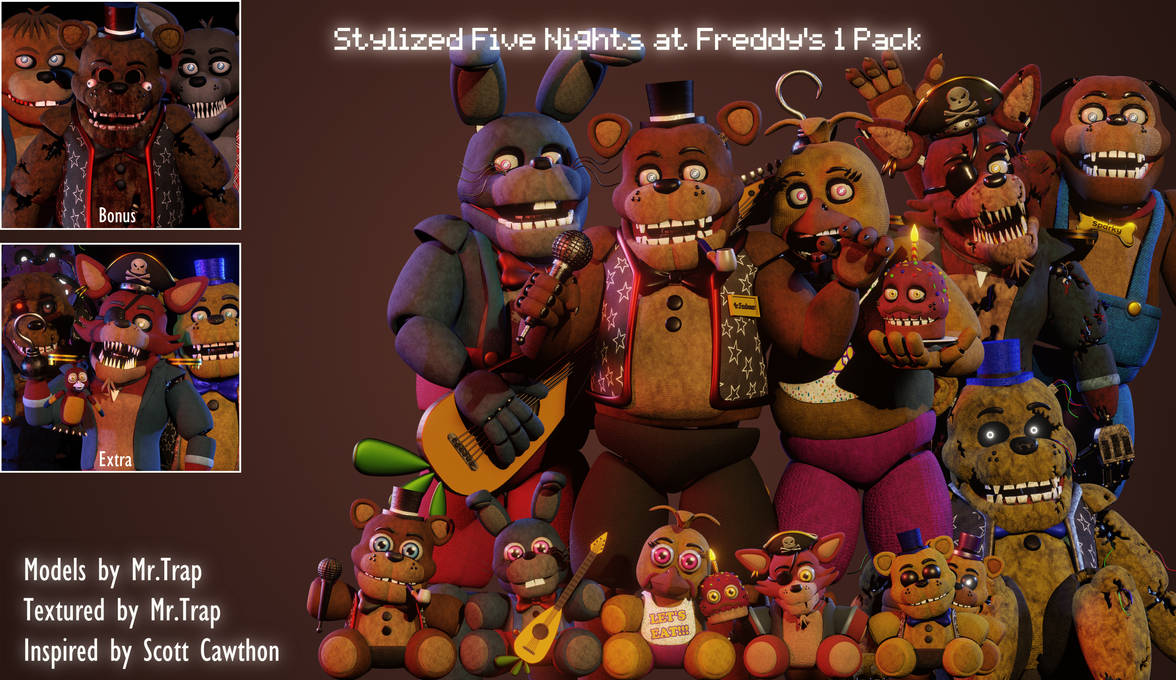 Blender TSFMP Fnaf 1) Stylized Fnaf 1 Pack Release by xXMrTrapXx on ...