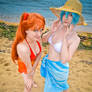 Rei and Asuka at the seaside