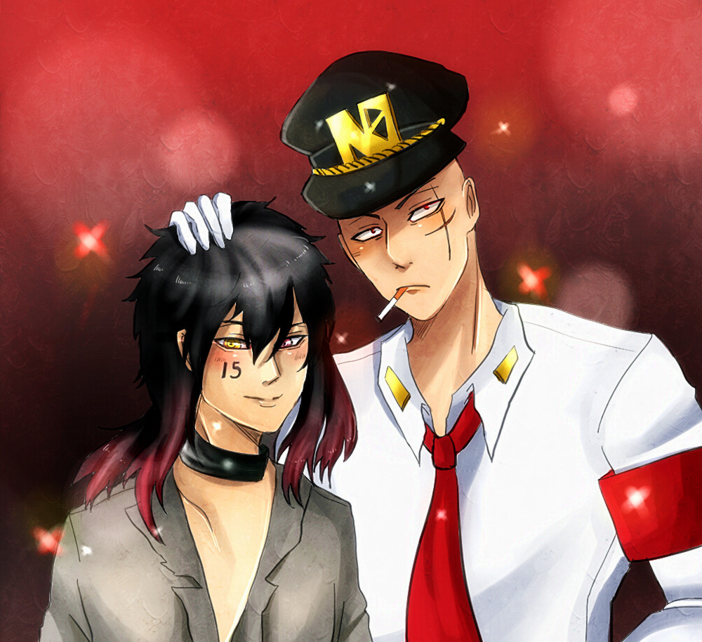 Long haired Jyugo and Hajime - Nanbaka