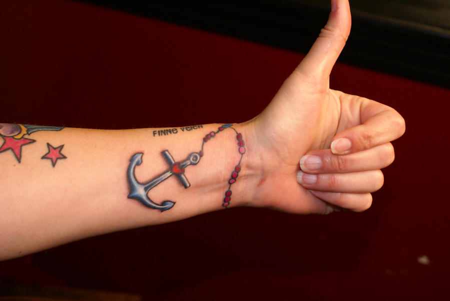 tattoo of rosary anchor by dv8ordeath