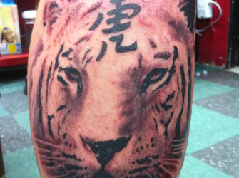 black and grey tiger  tattoo