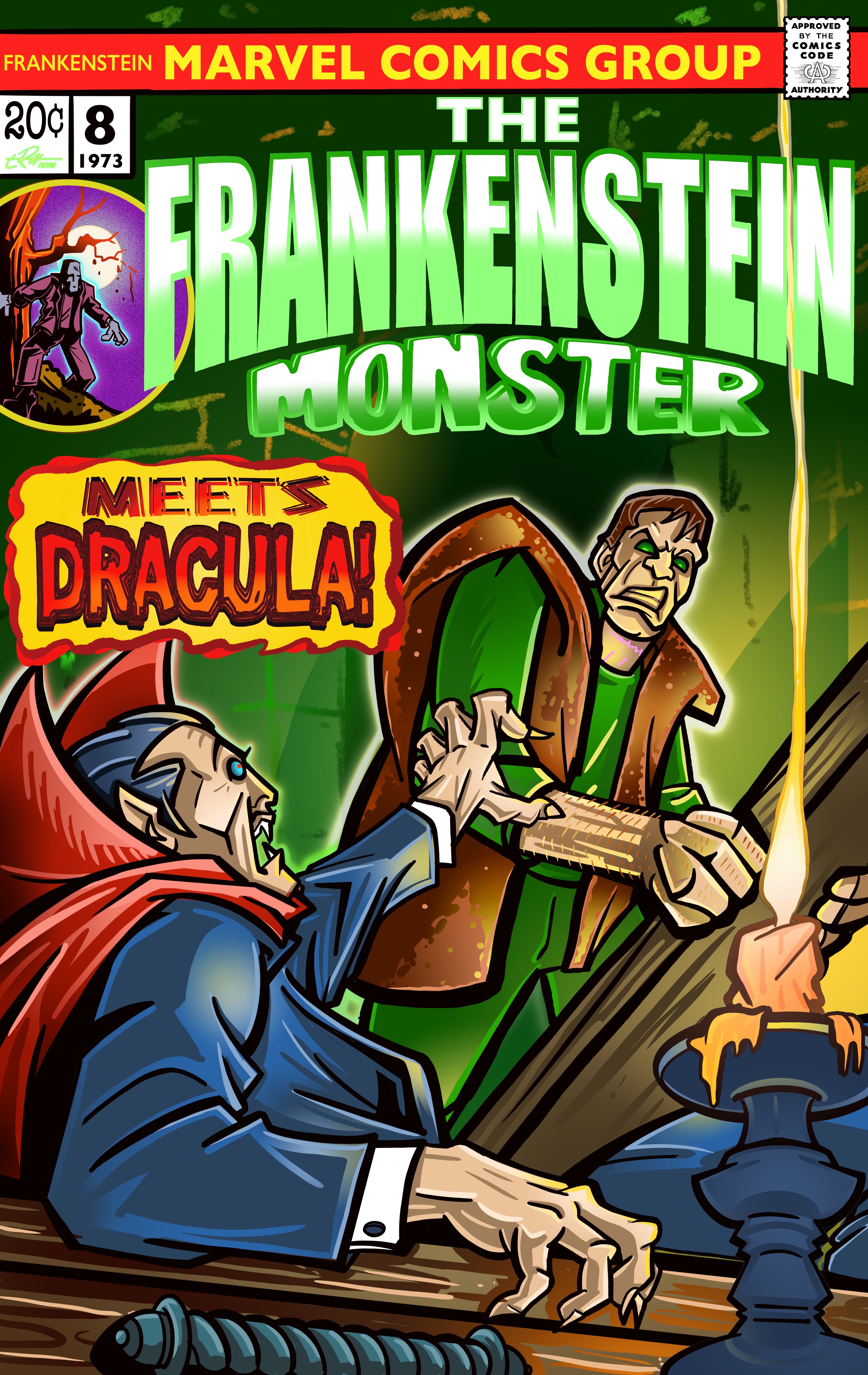 The Frankenstein Monster 8 meets Dracula cover