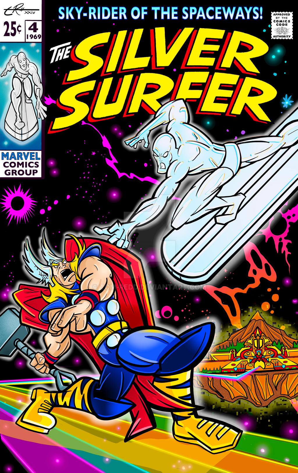 Silver surfer 4 cover REtRedd VS Thor