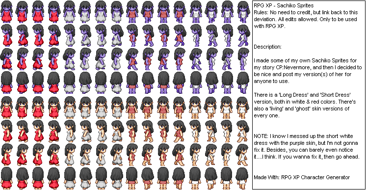 Sachiko Sprites Sheet - RPG XP