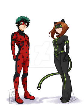 Miraculous/MHA Crossover-Dekubug and Uraraka Noire