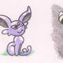 Chibi Espeon and Umbreon