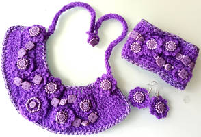 Purple crochet jewerly set