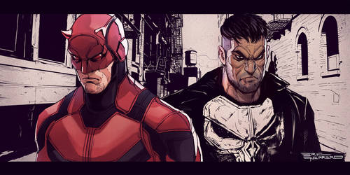 Daredevil and Punisher by e-guerrero
