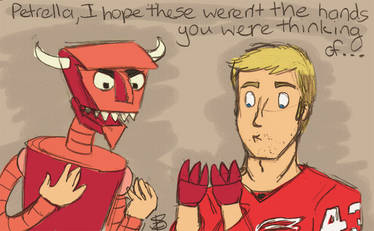 Darren Helm and Robot Devil