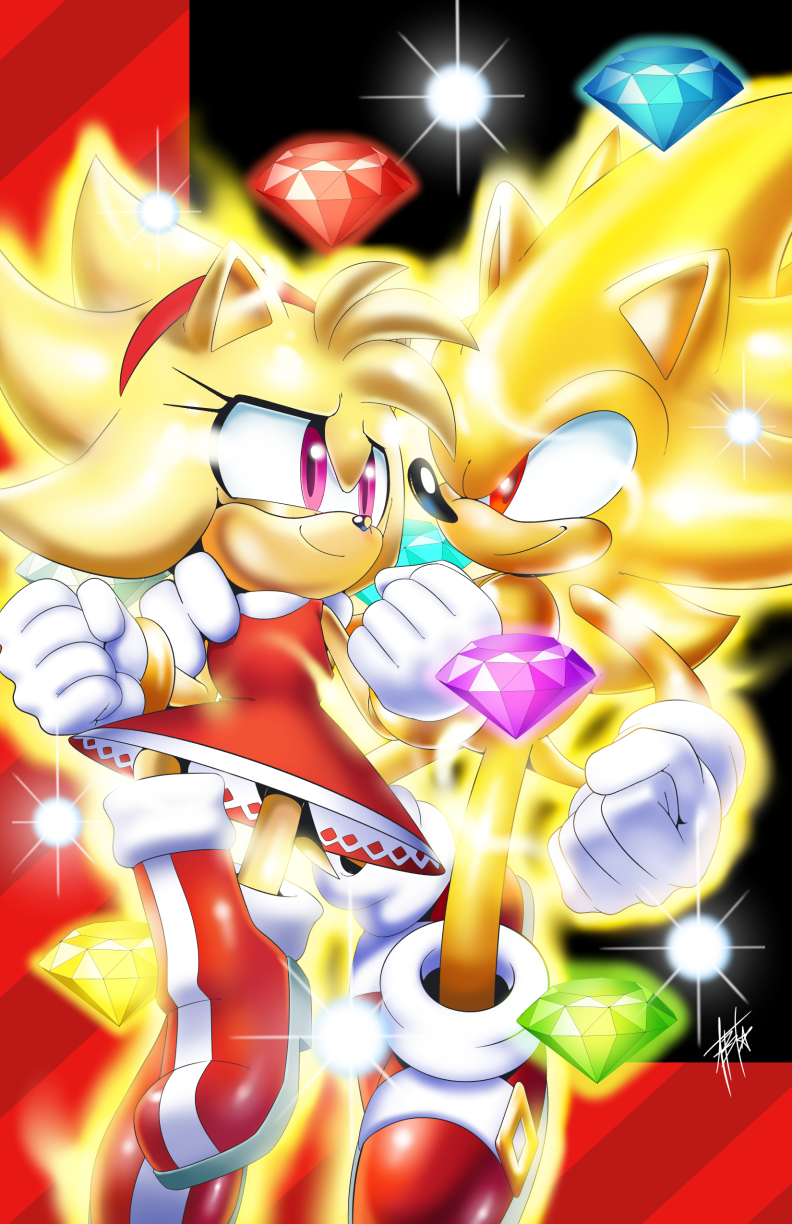 pix Super Sonic And Amy Deviantart super sonic and amy commission by