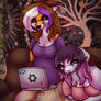A fox and her sleepy bunny - Colour