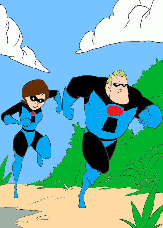 Helen and Bob running in the jungle by lucaschannel07 on DeviantArt