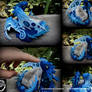 Handmade OOAK Blue Dragon with Quartz Cluster- SOL