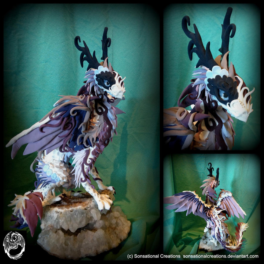 Purple+white large dragon statue - commission