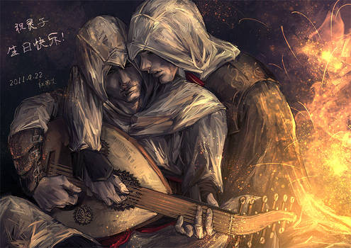 Altair and Ezio Playing Oud