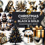 Watercolor Black  Gold Christmas PNG Clipart Bund