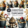 27 Watercolor Christmas cupcakes clipart