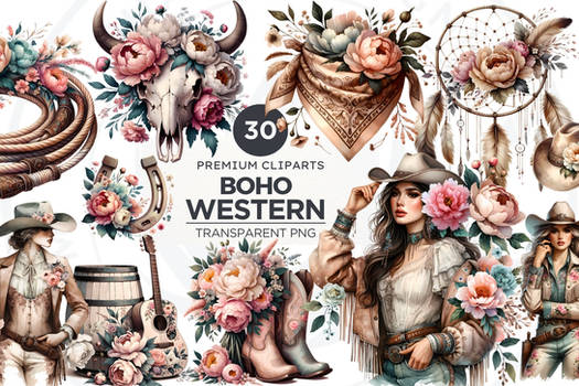 30 Boho Western PNG Clipart