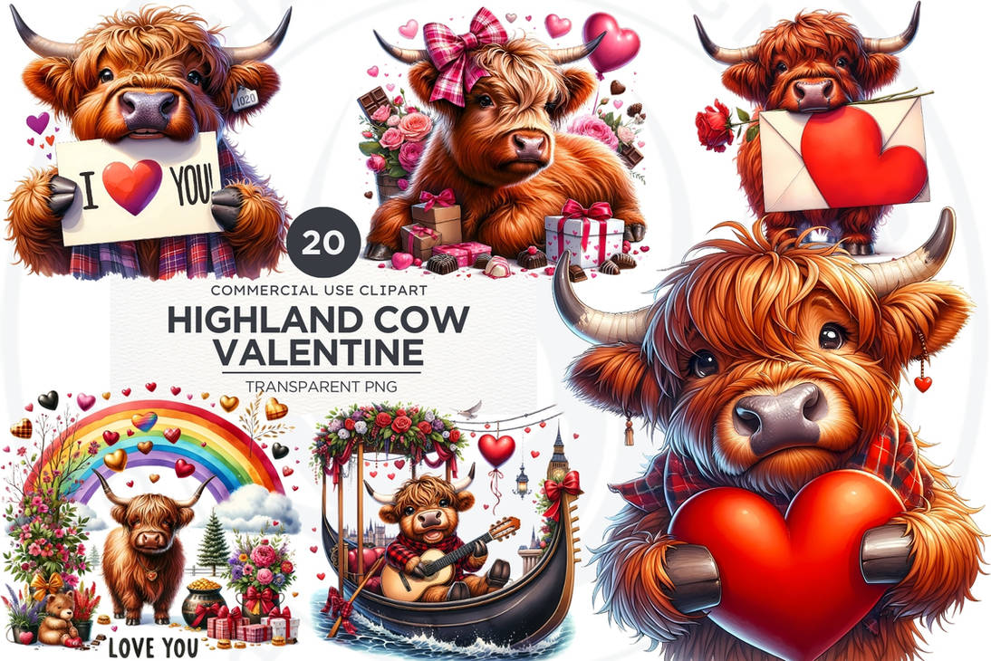 20 Highland cow valentine PNG Clipart by Thats-Design on DeviantArt