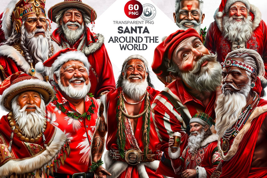 Multicultural Santa 60 Santa around the world clipart set by Thats-Design on DeviantArt