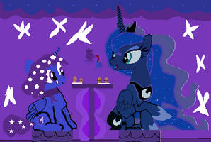 raven haveing tea with princess luna