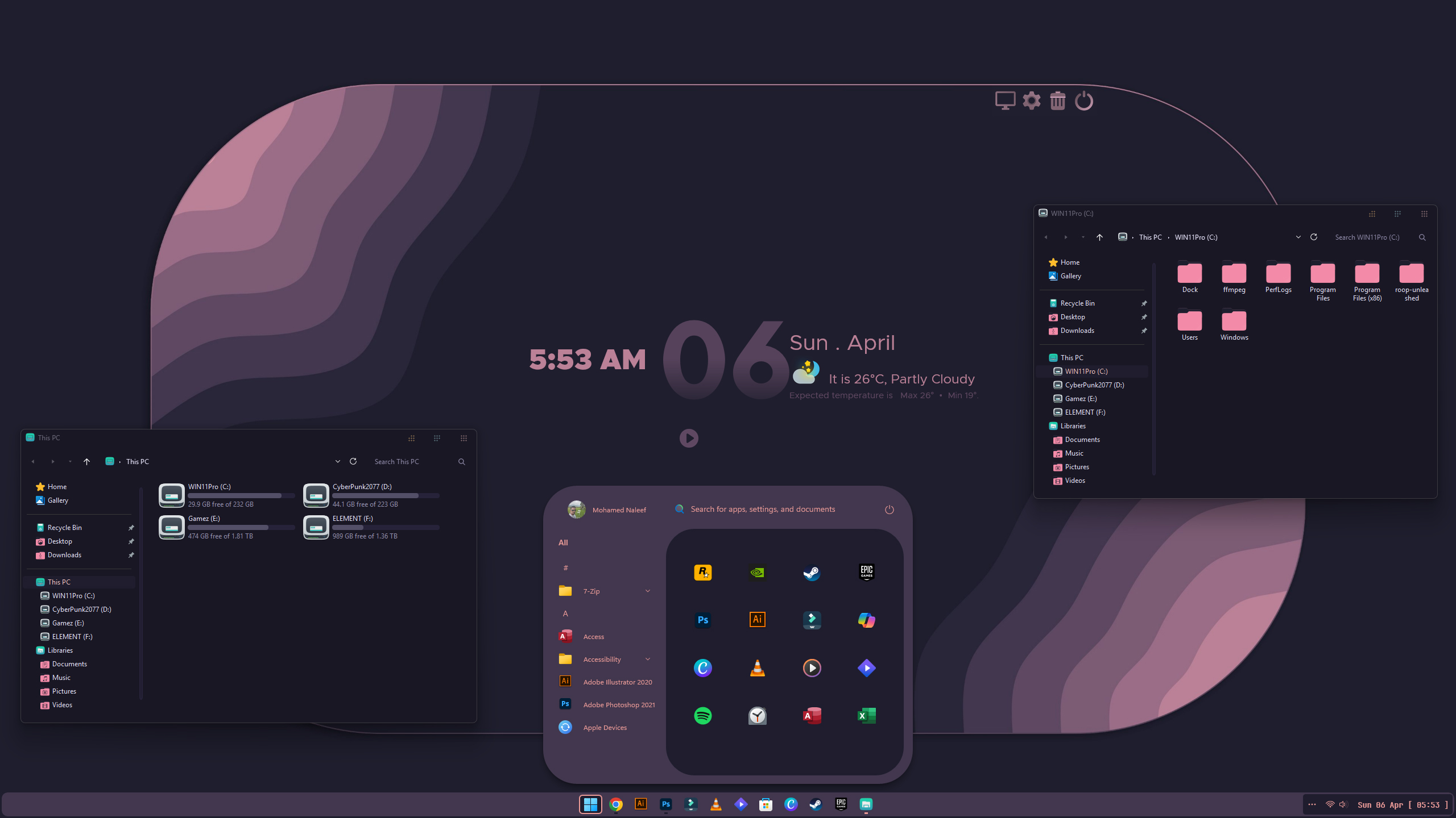 Windows 11 RosePine setup by jmnaleef on DeviantArt