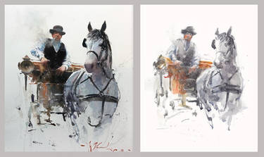 Horses - aquarelle sketch study