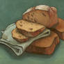 StillLife, Bread, Oil painting