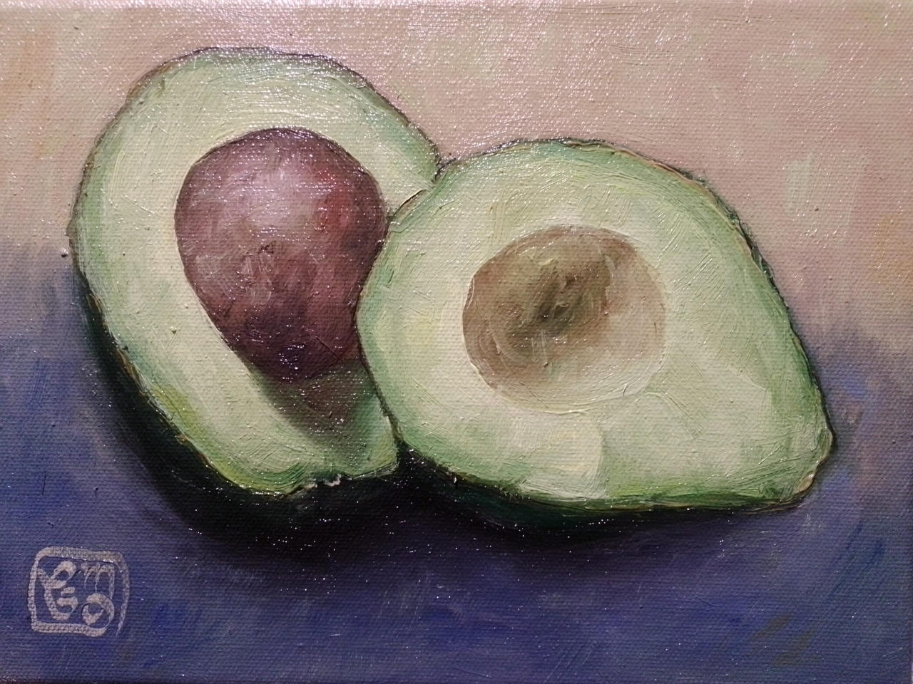 Avocado , oils on canvas 24x18cm
