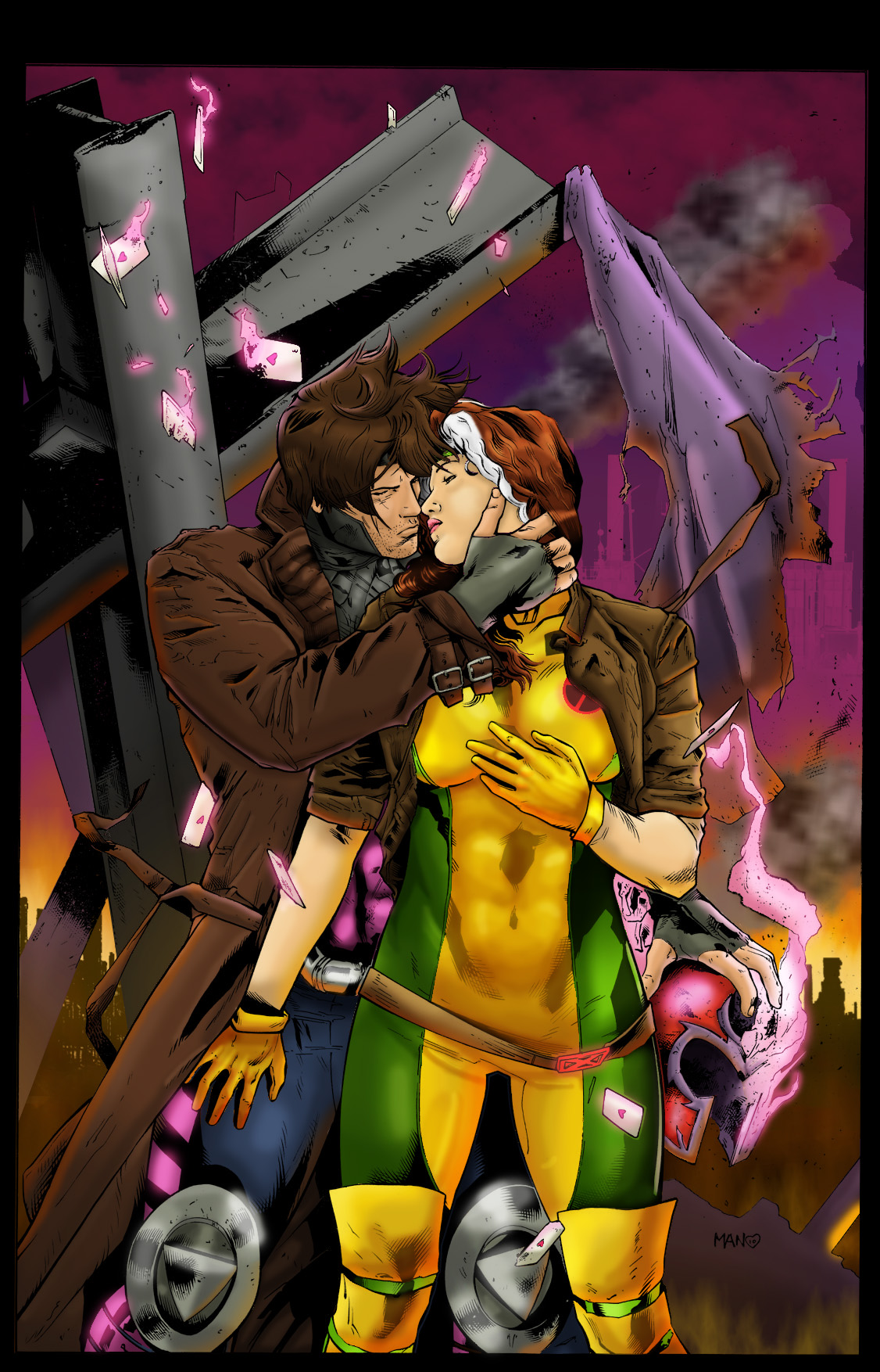 Gambit and Rogue - Battle Artist Colour Battle