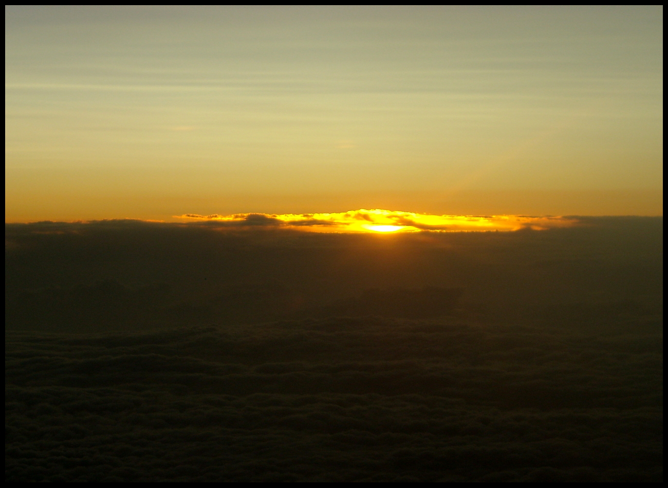 Sunset above clouds