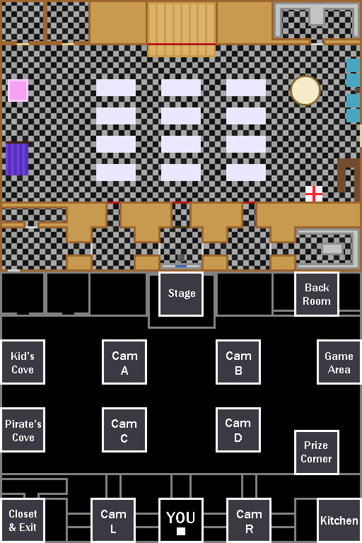 RSpace27 on X: Made a Fnaf camera map for my #FNAF fangame   / X