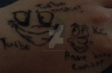 My King Candy aka Turbo drawings on my hand