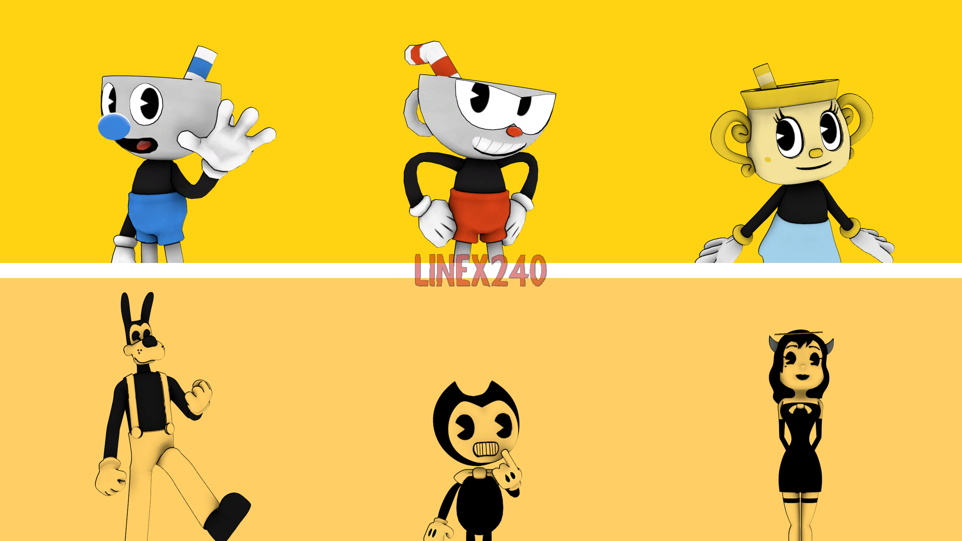 The Cuphead and Bendy Trios [SFM] by LineX240 on DeviantArt