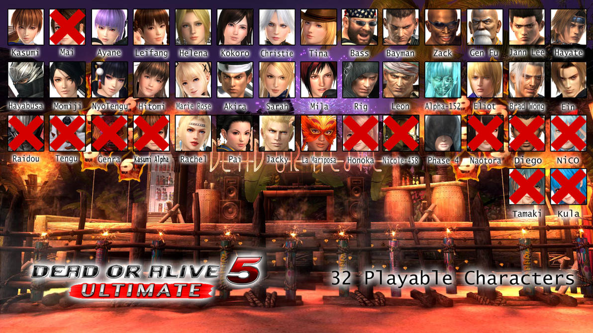 Dead or Alive Fighters List from 1 to 6 DOA5U by KyleKatarn1980 on
