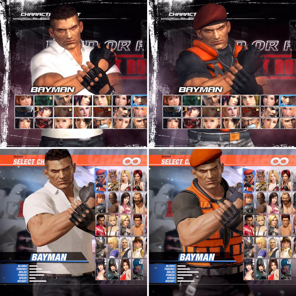 Bayman Bayman Costume Comparisons in DOA5 and DOA6 by KyleKatarn1980 on DeviantArt