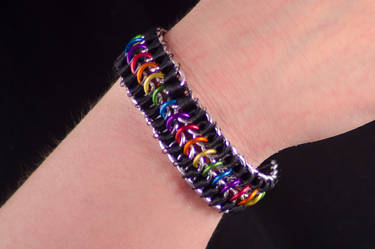 Double Ribbonmaille Rainbow Cuff Bracelet