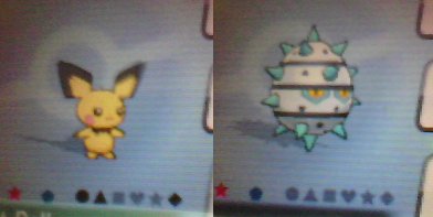 Shiny Pichu and Shiny Ferroseed in Pokemon AS