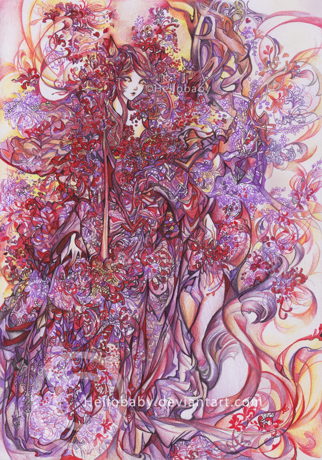 Red Spider Lilies Fox Lady by Hellobaby