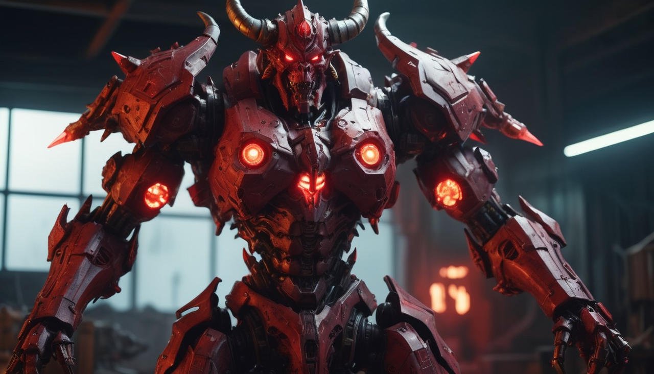 Demon Mech Hand Giant-demon-lord-mech-with-red-color-and-red-light by MechAI88 on ...