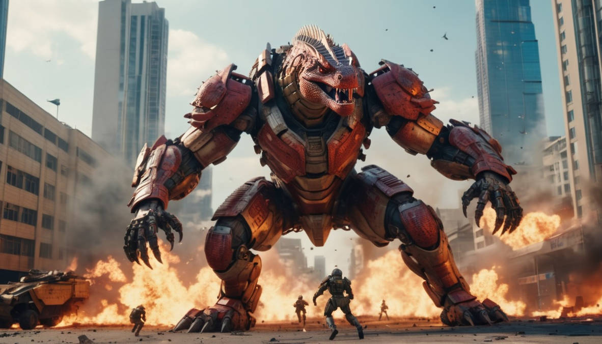 Lizard Mech Giant-titan-red-lizard-mech-armor-angry-reaction by MechAI88 on DeviantArt