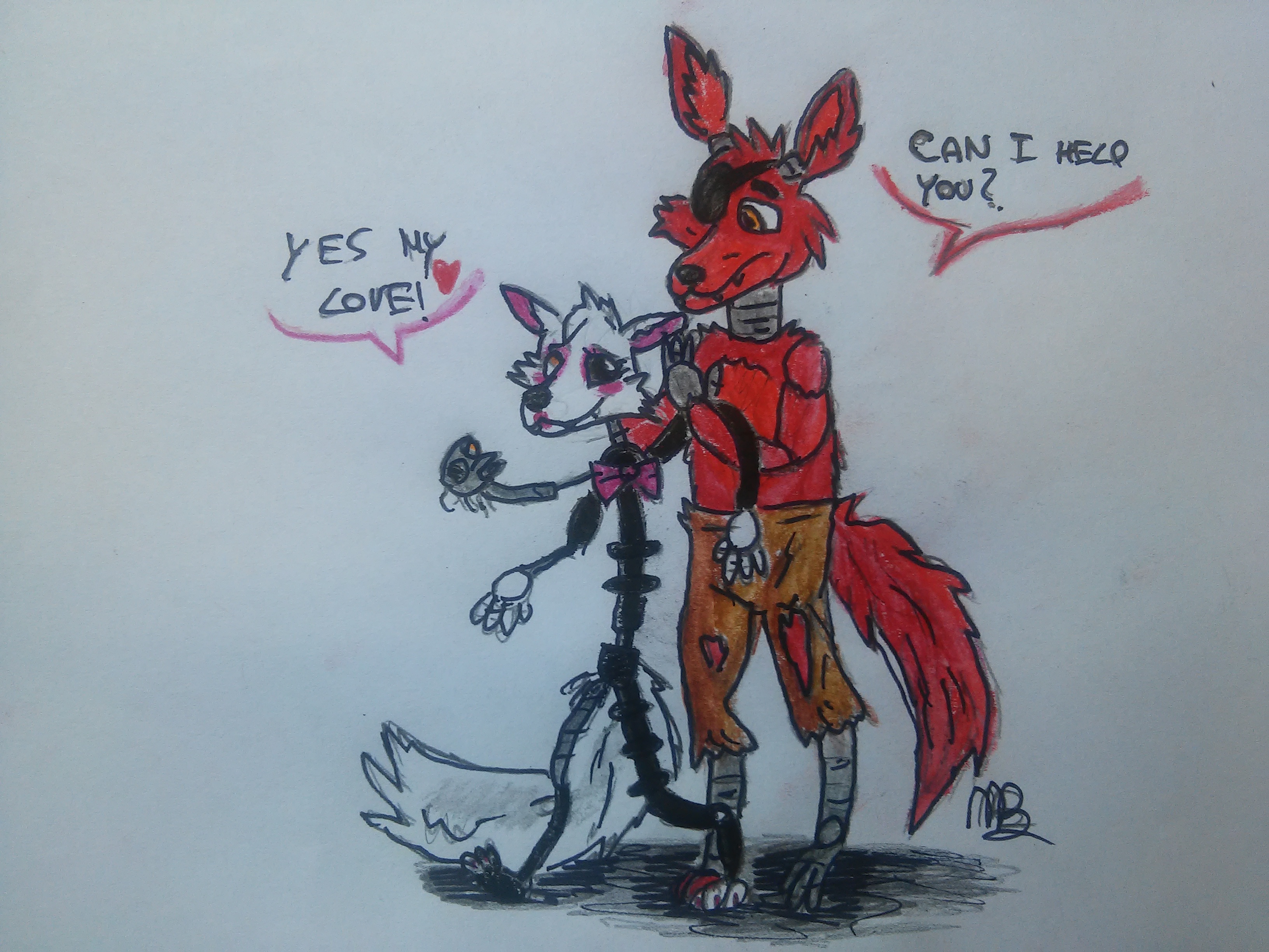 Cute Fnaf Drawings Foxy And Mangle.