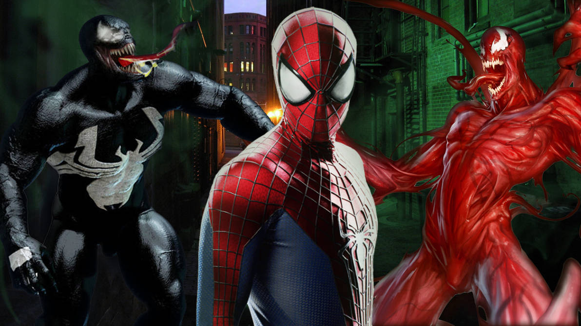 Красный человечка против черных. Человек паук с красным Веном. Человек паук 3 Карнаж. Веном 2 человек паук.