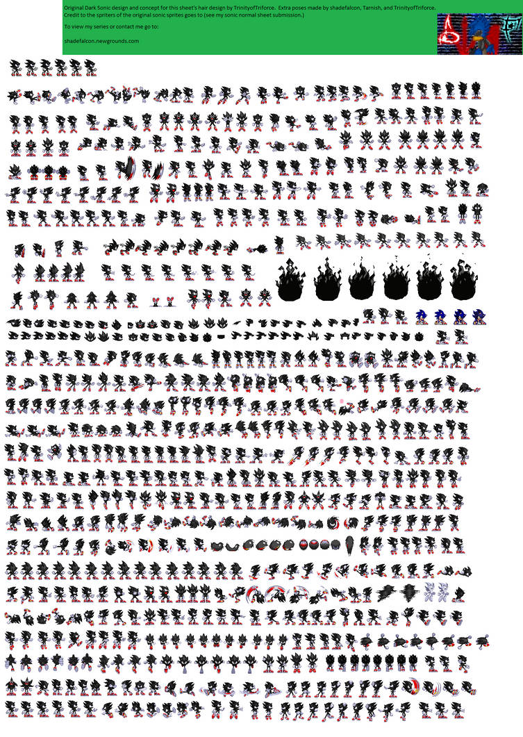 Dark Sonic sprite sheet by shadefalcon on DeviantArt