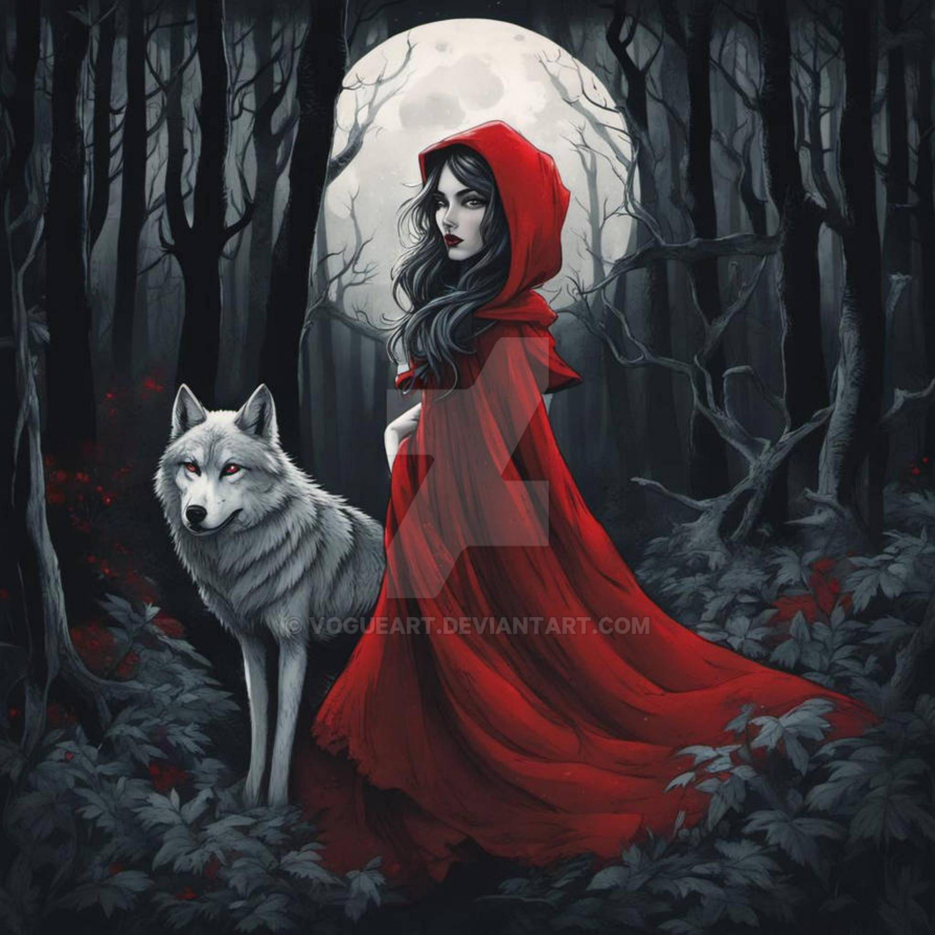 Full Moon - Red Riding Hood With Wolf by VogueArt on DeviantArt