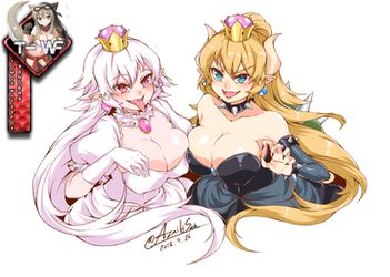 Bowsette And Princess King Boo render