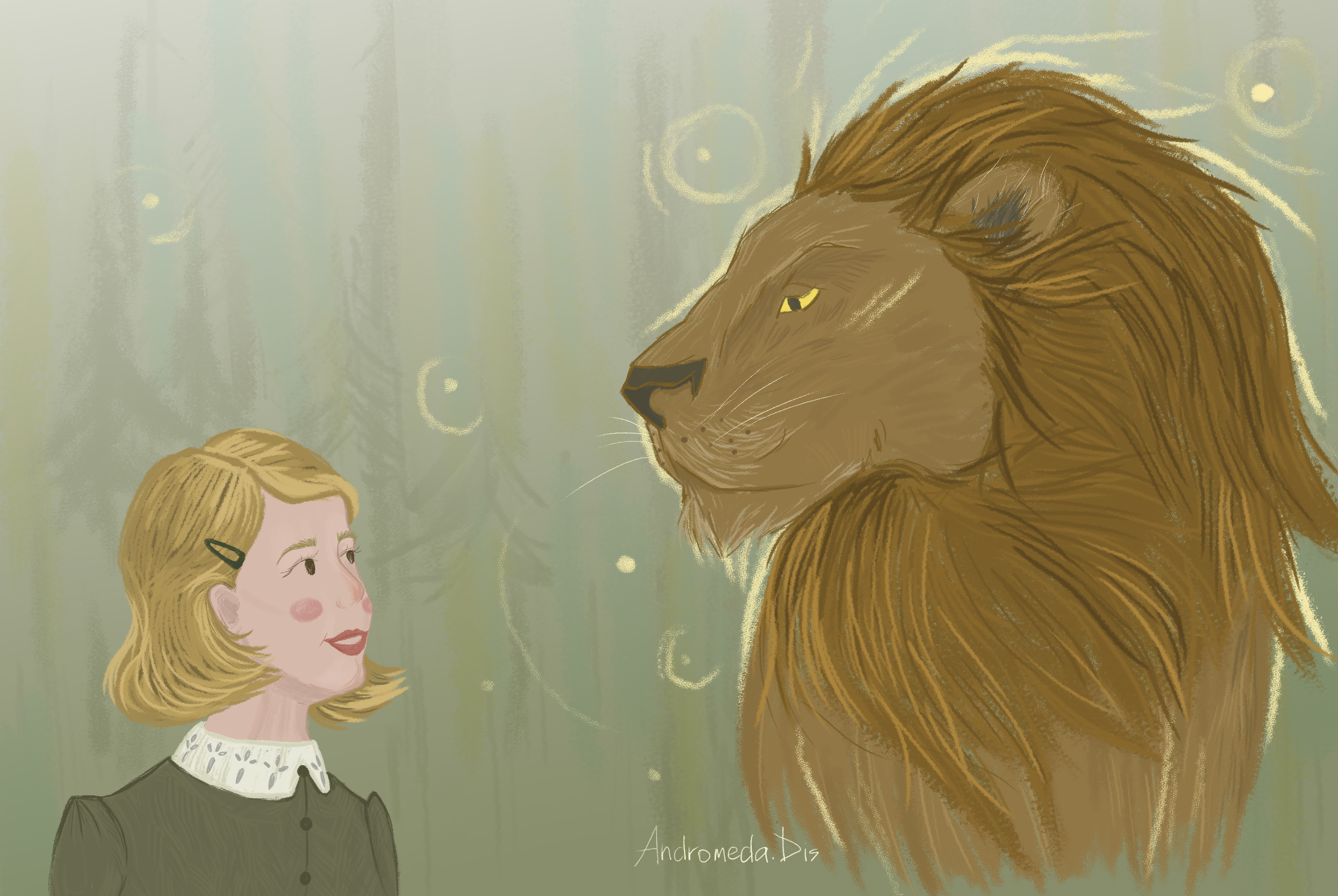 Lucy and Aslan by DarkRone on DeviantArt