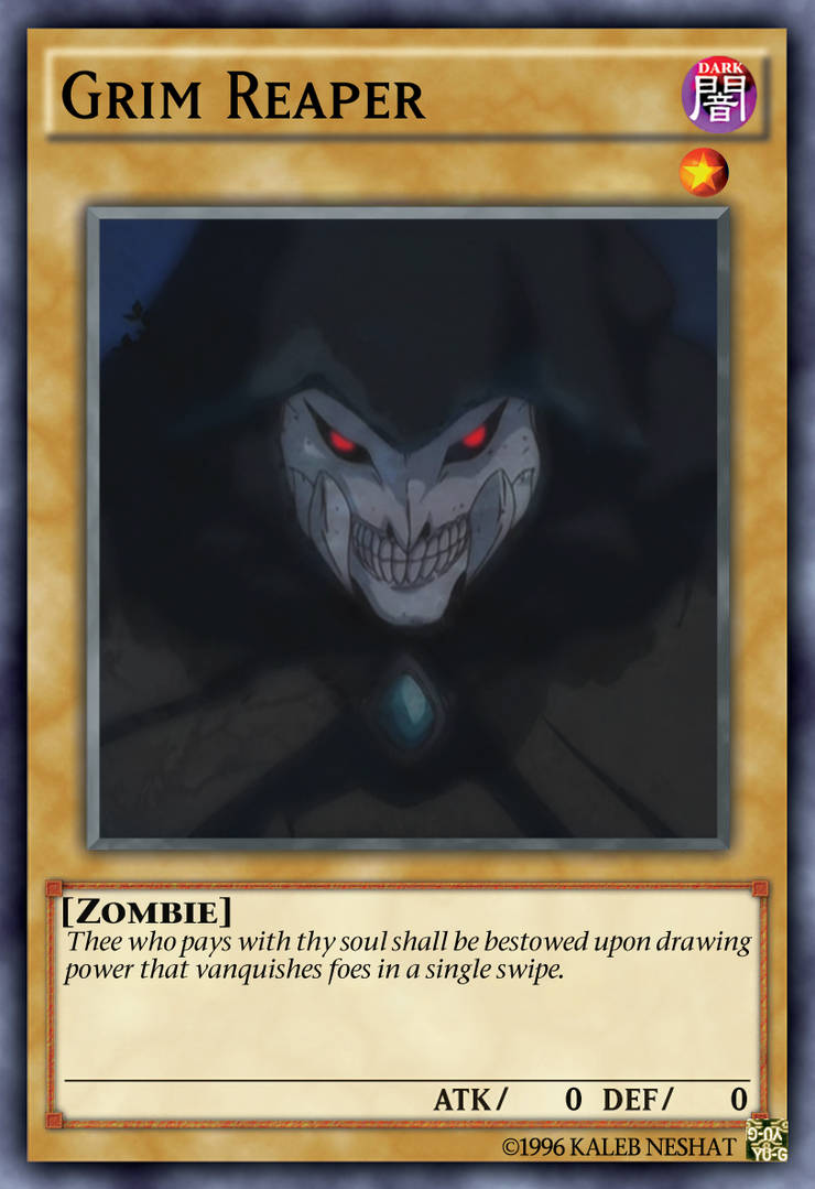 yugioh grim reaper card of the Cards (manga) *From the Legend of Blue Eyes White Dragon set YU-Gi-Oh! 1st Edition Reaper on